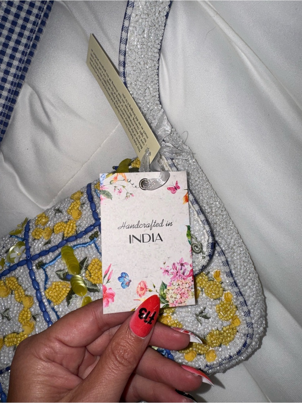 Lemon and Flower Beaded Shoulder Bag Handmade in India New with Tags - Picture 13 of 14
